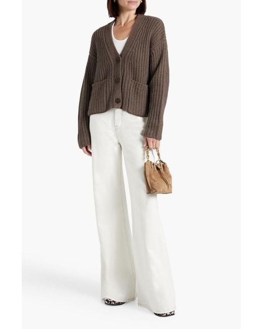 Autumn Cashmere Brown Ribbed-knit Cardigan