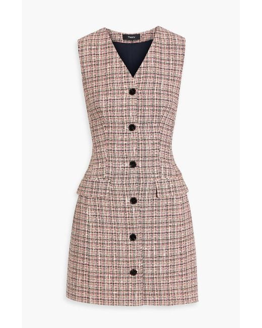 Theory Pink Cotton-Blend Tweed Mini Dress