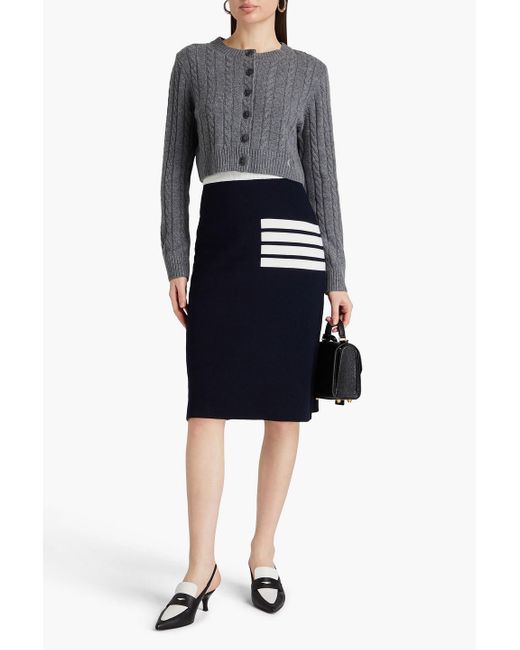 Thom Browne Blue Striped Intarsia Wool-blend Skirt