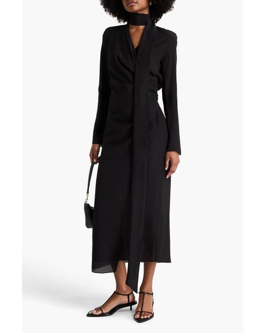 Petar Petrov Black All The Way Polka-Dot Silk Crepe De Chine Midi Wrap Dress