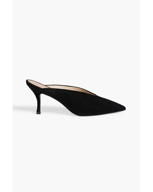 Stuart Weitzman Black Lulah Suede Mules