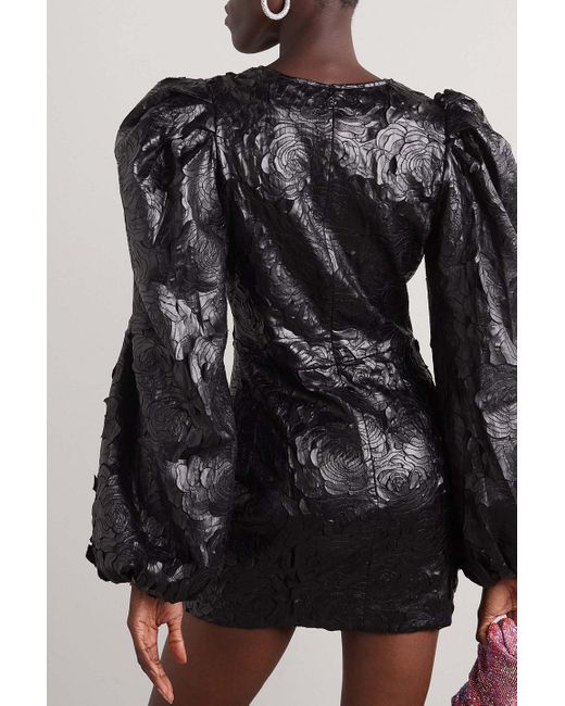 ROTATE BIRGER CHRISTENSEN Black Valenia minikleid aus beschichtetem kunstleder