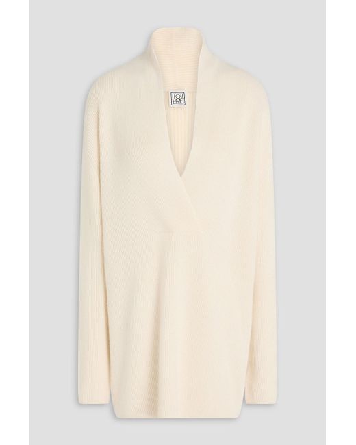 Totême  Natural Ribbed Wool And Cashmere-Blend Sweater