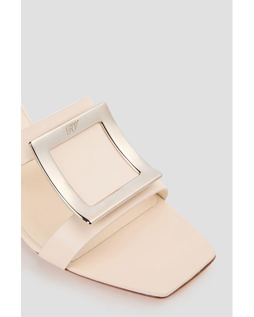 Roger Vivier White Embellished Leather Sandals