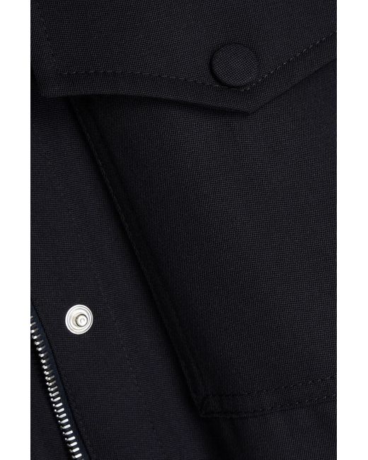 Alexander McQueen Blue Belted Grain De Poudre Wool Jumpsuit