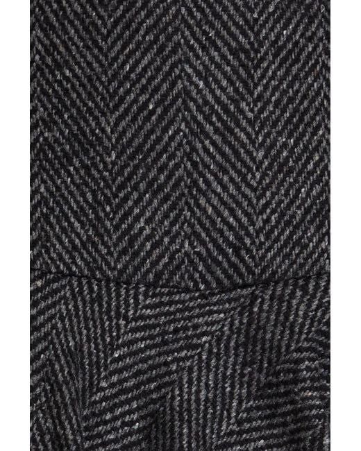 RED Valentino Black Skirt-effect Herringbone Bouclé-tweed Shorts