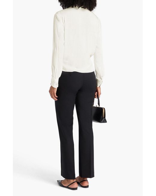 Theory White Wrap-Effect Silk Blouse
