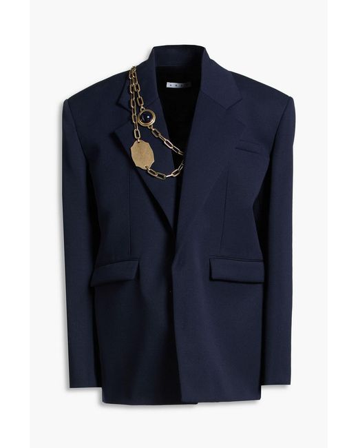 Area Blue Embellished Wool-Twill Blazer