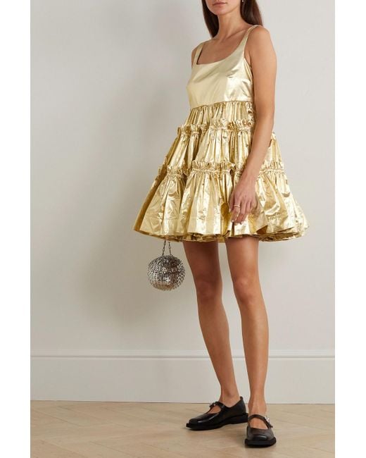 Molly Goddard Selene Gathered Lame Mini Dress in White Lyst UK