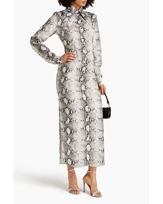 grey snake print shirt dress Pretty Little Thing Grey Snake Print Tie Waist T-Shirt Dress NWT