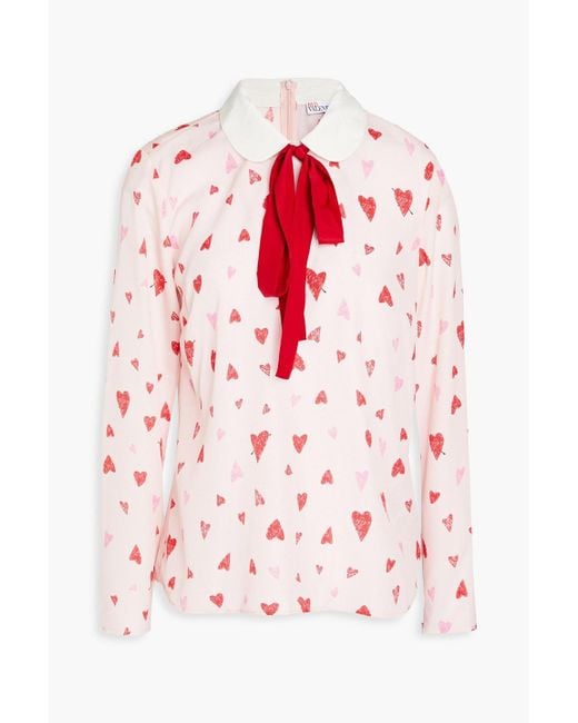 RED Valentino Pink Pussy-bow Printed Crepe De Chine Blouse