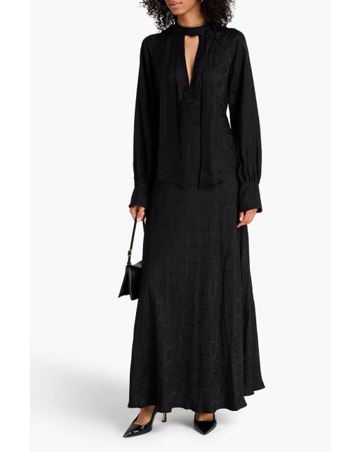 Jonathan Simkhai Black Tawney Cutout Satin-Jacquard Maxi Dress