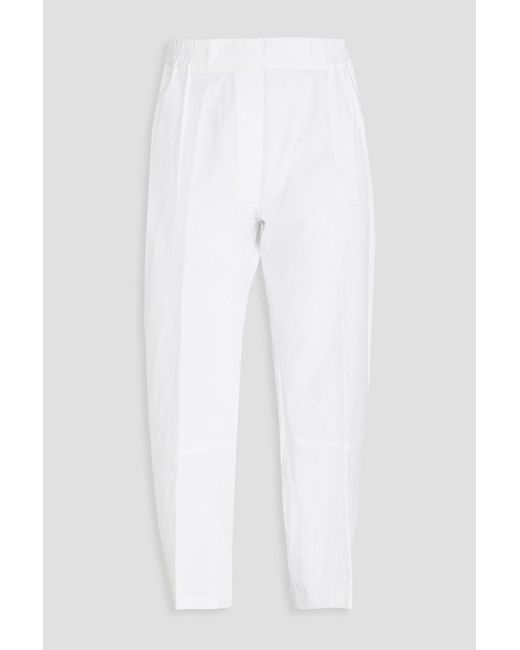 Gentry Portofino White Cropped Cotton-poplin Tapered Pants