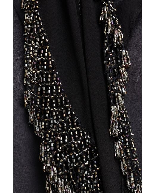 Isabel Marant Black Bead-Embellished Silk Crepe De Chine Blouse