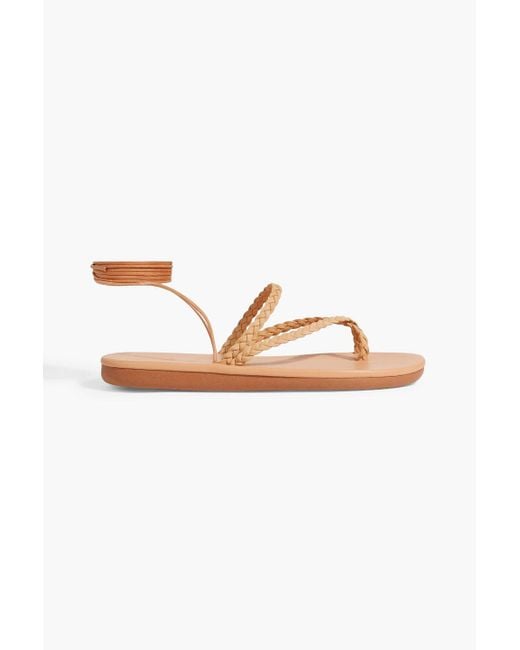 Ancient Greek Sandals White Plage Braided Leather Sandals