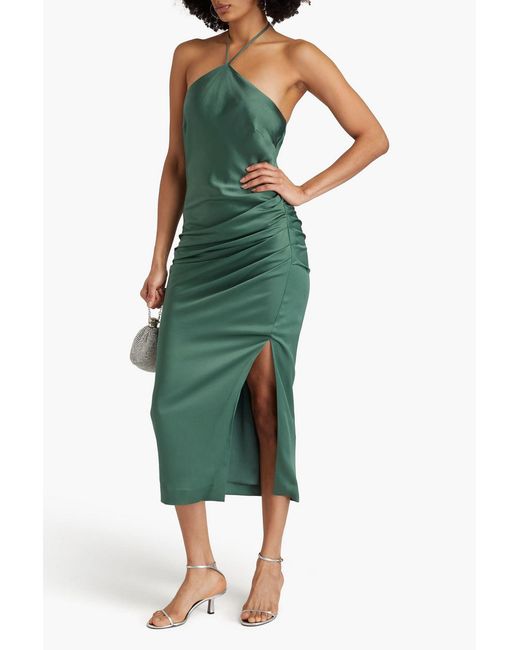 Jonathan Simkhai Green Hansel Draped Satin-crepe Halterneck Midi Dress