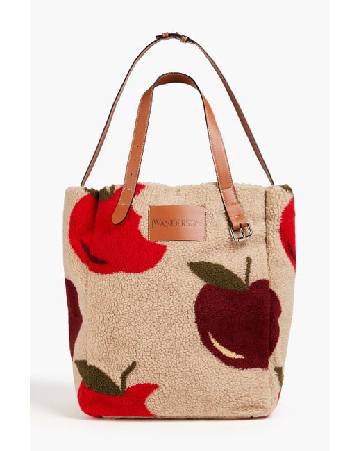 J.W. Anderson Red Faux Shearling Tote