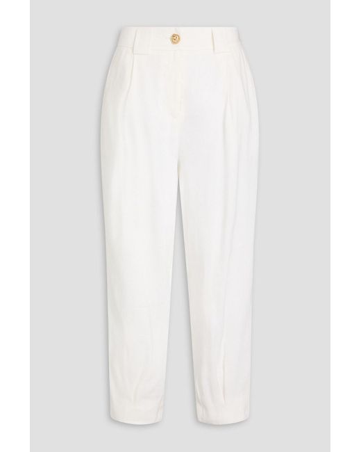 Aje. White Rarity Linen-blend Twill Tapered Pants