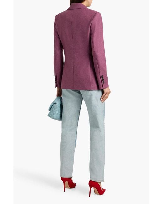 Veronica Beard Purple Sevyn Dickey Double-Breasted Wool-Blend Blazer