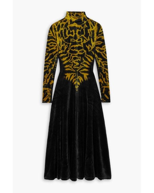 Proenza Schouler Tie dyed Stretch velvet Midi Dress in Black Lyst UK