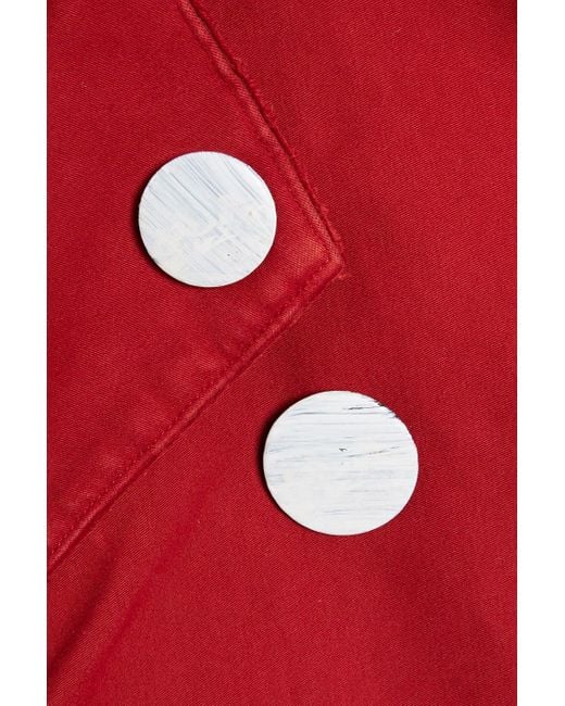 Maison Margiela Red Button-embellished Cotton Peplum Jacket