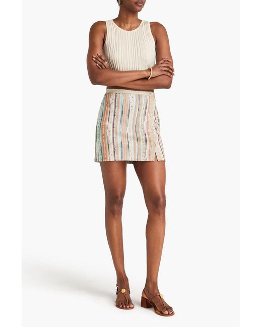 Missoni White Metallic Crochet-Knit Mini Skirt