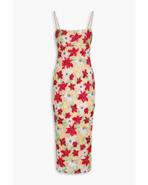 Rachel Gilbert Red Thea midikleid aus tüll mit verzierung