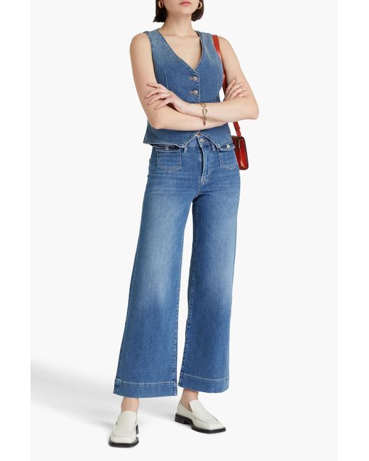 FRAME Blue Hoch sitzende jeans mit weitem bein in ausgewaschener optik