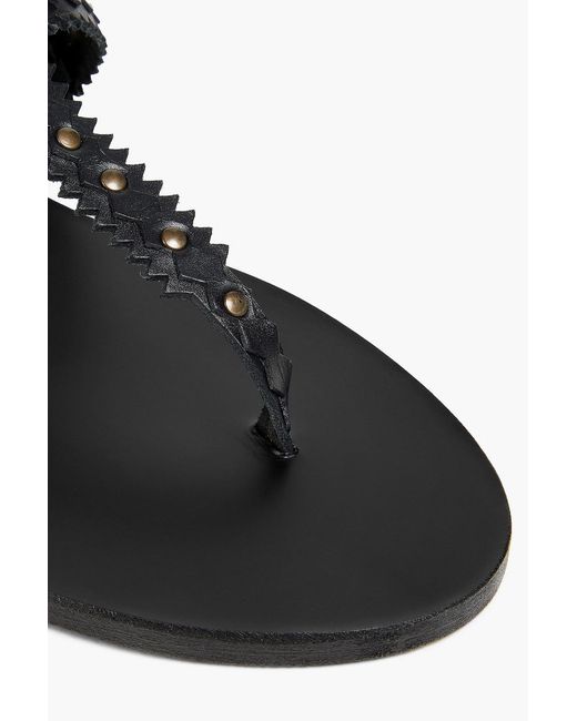 Ancient Greek Sandals Black Vesta Studded Leather Slingback Sandals
