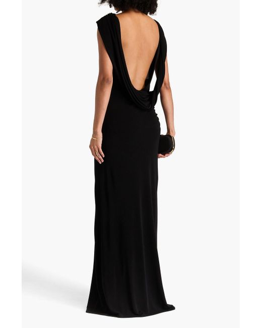 Alberta Ferretti Black Draped Jersey Gown