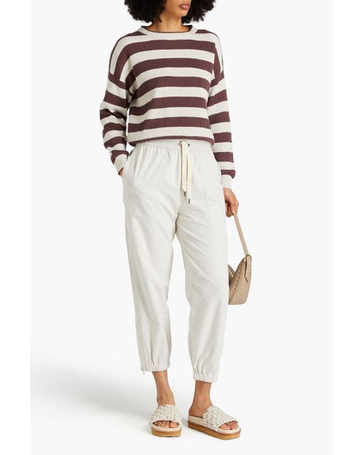 Brunello Cucinelli White Cropped French Cotton-blend Terry Track Pants