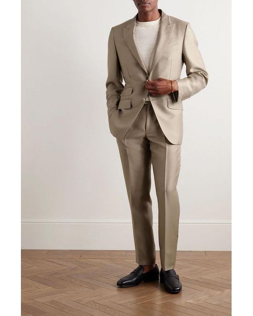 Tom Ford Natural O'Connor Slim-Fit Wool, Mohair And Silk-Blend Twill Suit Jacket for men
