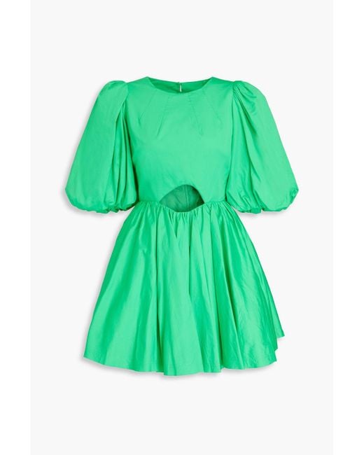 Aje. Green Colette minikleid aus baumwollpopeline mit cut-outs