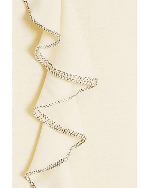Ulla Johnson Natural Brea Ruffled Wool Top