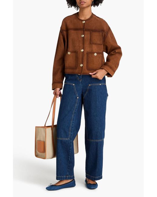 Sandro Brown Burnished Suede Jacket