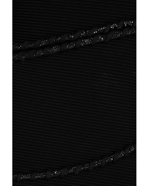 Aje. Black Holt Asymmetric Cutout Embellished Linen-blend Mini Dress