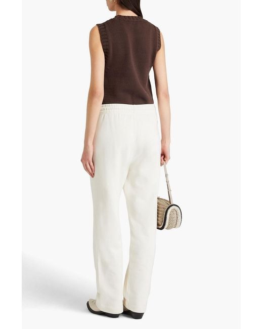 Ganni White Cotton-blend Fleece Track Pants