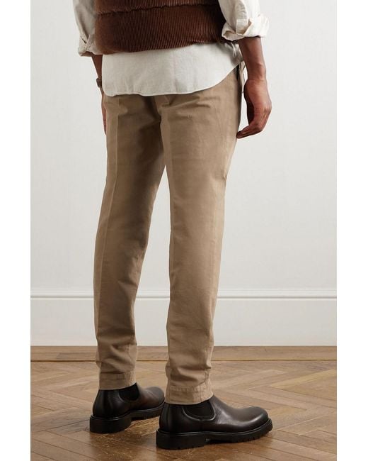 Slowear Natural Venezia 1951 Pleated Stretch-Cotton Pants for men