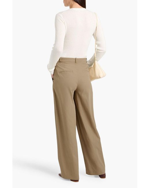 Vince White Ribbed Cashmere And Silk-Blend Sweater