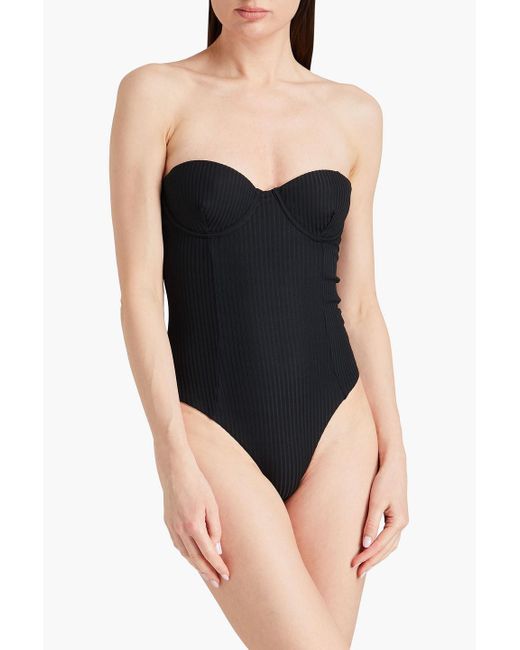 Onia Black Belle Cutout Ribbed Underwired Swimsuit