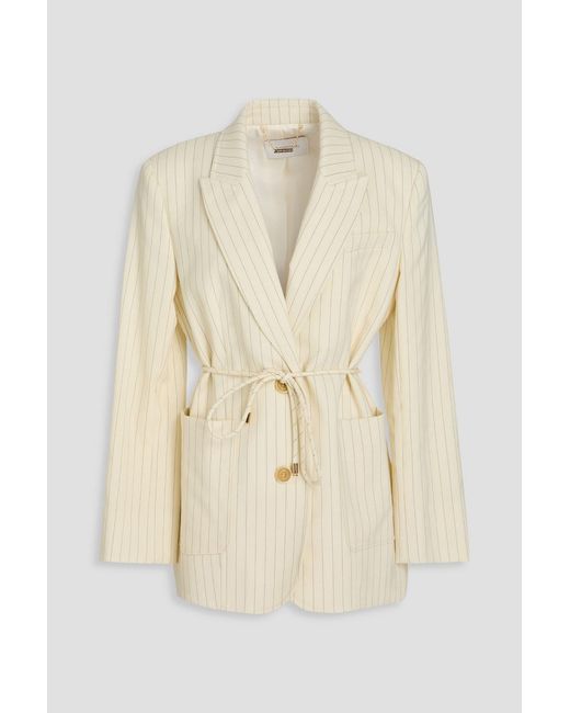 Zimmermann Natural Pinstriped Wool-Blend Blazer