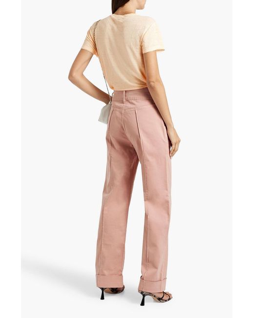 FRAME Pink 70's Cotton-blend Twill Straight-leg Pants