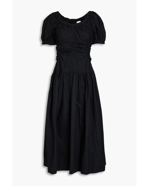 Ulla Johnson Black Golda Cutout Cotton-poplin Midi Dress