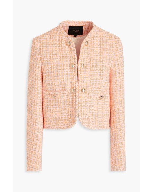 Maje Pink Cropped Tweed Jacket