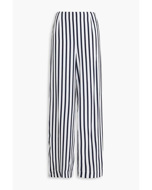 Staud White Luke Striped Crepe De Chine Wide-leg Pants