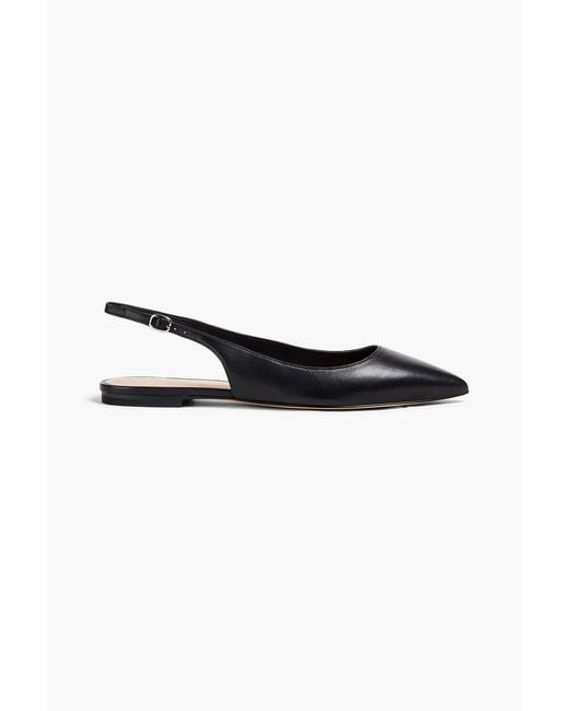 Stuart Weitzman Black Mara Leather Slingback Point-Toe Flats