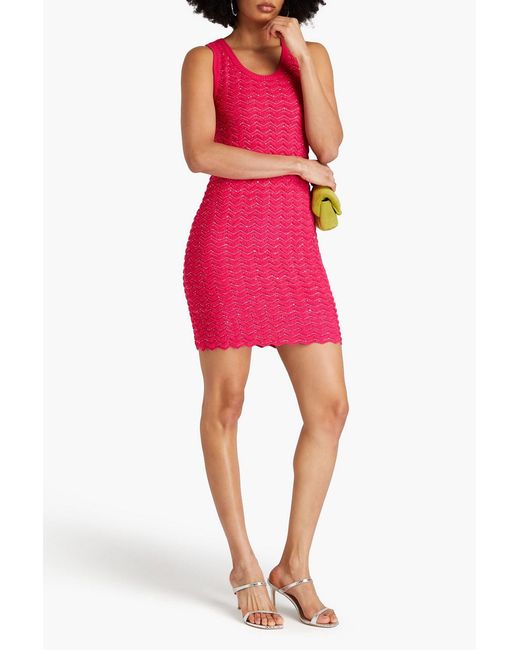 Missoni Pink Sequined Crochet-Knit Mini Dress