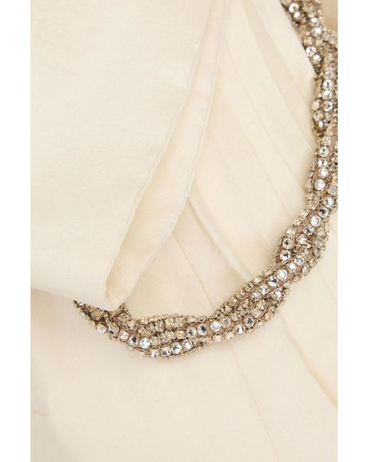 Rachel Gilbert Natural Fauve One-shoulder Embellished Bow-detailed Taffeta Mini Dress