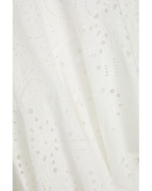Charo Ruiz White Aurora Strapless Belted Broderie Anglaise Cotton-blend Midi Dress
