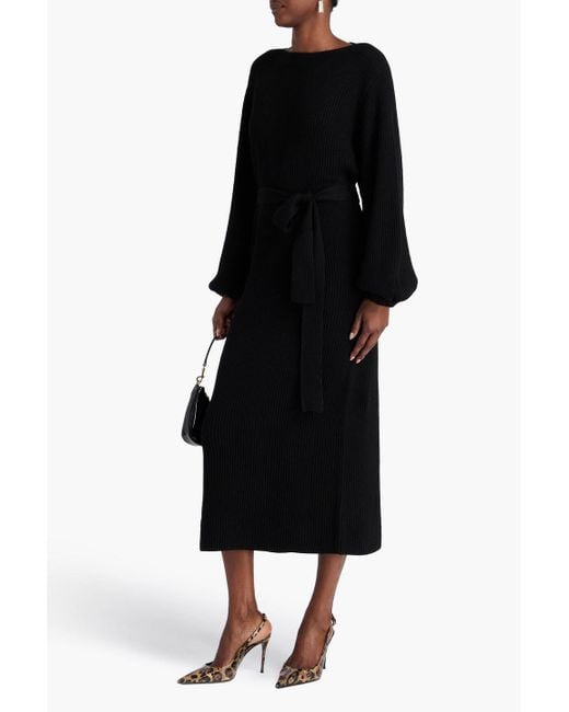 Zimmermann Black Ribbed Wool Midi Dress